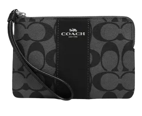 Coach Corner Zip Wristlet in Signature Coated Canvas F58035