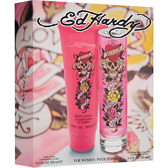 Ed Hardy 2 Piece Fragrance Gift Set For Women, 3.4 fl. oz