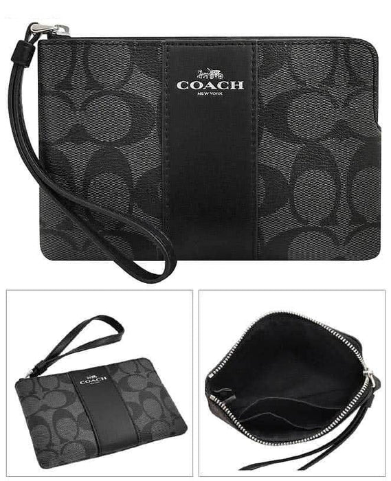 COACH F58035 Corner Zip Wristlet in Signature Coated Canvas