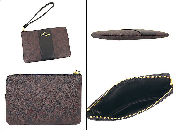 Coach Corner Zip Wristlet in Signature Coated Canvas F58035