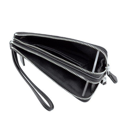 COACH Signature PVC Double Corner Zip Black/Smoke F87591