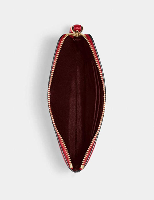 Coach Signature PVC and Leather Corner Zip Wristlet, Red, Medium
