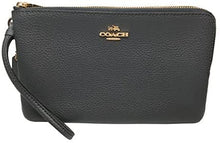 Load image into Gallery viewer, Coach F16109 Signature PVC Large Double Zip Wristlet Purse Navy
