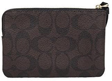 Load image into Gallery viewer, Coach Corner Zip Wristlet in Signature Coated Canvas Brown/Black F58035
