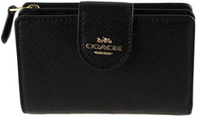 Load image into Gallery viewer, COACH Medium Leather Corner Zip Wallet in Black - Gold Style 6390
