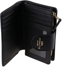 Load image into Gallery viewer, COACH Medium Leather Corner Zip Wallet in Black - Gold Style 6390
