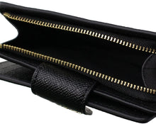 Load image into Gallery viewer, COACH Medium Leather Corner Zip Wallet in Black - Gold Style 6390
