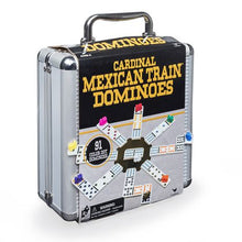 Load image into Gallery viewer, Cardinal&#39;s Mexican Train Dominoes Family Board Game w Aluminum Carry Case NEW
