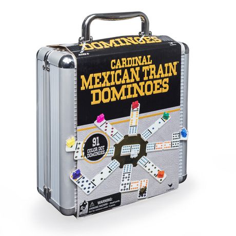 Cardinal's Mexican Train Dominoes Family Board Game w Aluminum Carry Case NEW